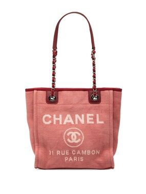 Chanel Mini Canvas Deauville Tote Red